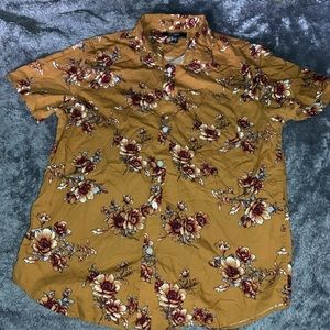 Rose printed button down dress shirt